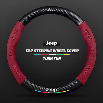 38cm hiilikuituauton ohjauspyörän suojus Jeep Wrangler Grand Cherokee Renegade Compass Gladiator Liberty Patriot Wagoneerille O Red
