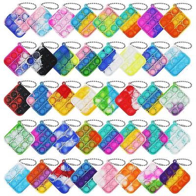 Pop It Fidget Leker 24 Pack Mini Enkel Angstlindring Hand Toy nøkkelring Sensorisk Leker Leker Pop Desk Leker Barn Voksen Gaver square