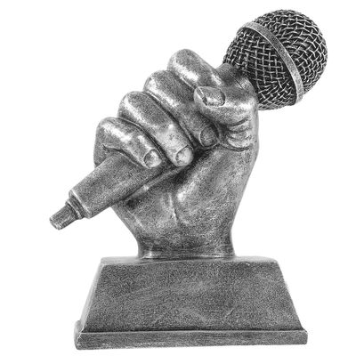 Mikrofon Trophy Award Trophy Mikrofon Skulptur Harpiks Trophy Hjem Dekor Sølv