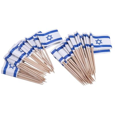 100stk Flag Picks Israel Flag Mad Tandstikkere Party tilbehør 3,5 x 2,5 x 6,5 CM