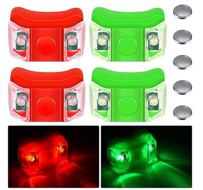 Suren 4 stk Båd Bow Lights Røde og grønne Led Båd Navigationslys Med 5 stk. Knap Batterier Til Båd Kajak
