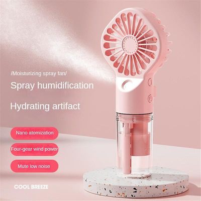 USB vannkjølingsvifte batteridrevet liten håndholdt vifte med tåkespray mini vifte spray vann tåke sprayvifte rosa