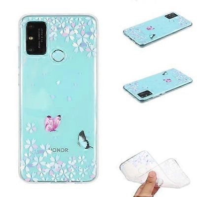Goodcase Huawei P smart 2020 värillinen piirustuskuvio läpinäkyvä TPU-suojapuhelinkotelo Kukka perhonen