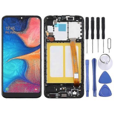 Tft LCD-näytön kanssa yhteensopiva Samsung Galaxy A20e Digitizer Täysi kokoonpano kehyksellä (musta)