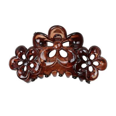 Kukkainen hiusklipsi suurilla kynsipidikkeillä ja kampakahvalla Phenovo Ruskea