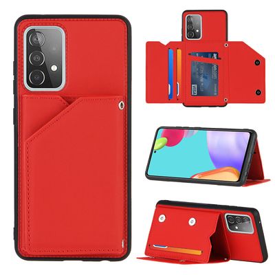Gangxun Sag Til Samsung Galaxy A52 5g/4g Vintage Cuir Cover Læderetui Kofanger - Rouge