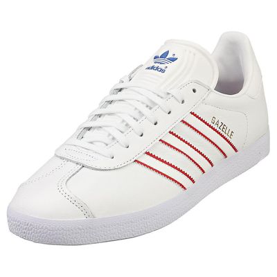 adidas Gazelle Mens Casual Trainers i Vit Röd 9 UK