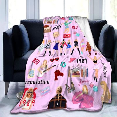 Taylor Swift Super Soft Music Singer Blanket Throw Merch Flanell Komfortabel musikk Singer Tepper A Color1 80x60inche