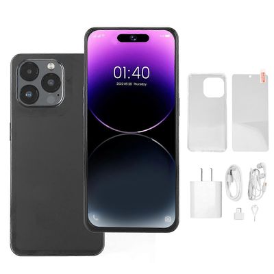 I15 Pro Max musta älypuhelin 6,6 tuuman HD-näyttö, 7800 mAh akku, kasvojen lukitus, 4 Gt + 64 Gt, Yhdysvaltain pistoke