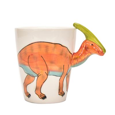 Hot salg dinosaur krus - 14oz/400ml unike håndmalte nyhet 3d keramiske Dino kaffe krus oransje