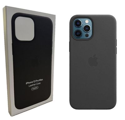 Virallinen Apple iPhone 12 Pro Max -nahkakotelo Magsafella - Midnight Black Keskiyö Laiton