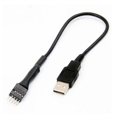 9pin uros ulkoiseen usb urospuolinen pc emolevy sisäinen datajatkokaapeli 20cm Musta