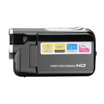 Kuankuanbao Videokamera HD 720P håndholdt digitalkamera 4x digital zoom 2,0 tommer Svart