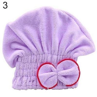 Sød bue blød koral fleece damer mikrofiber badehåndklæde cap 3