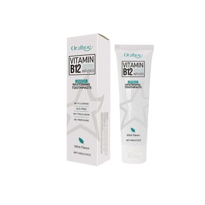 unbrand B12-vitamiinia sisältävä valkaiseva hammastahna, syväpuhdistava hammastahna, fluoriton koostumus herkille hampaille, hellävarainen ja tehok...