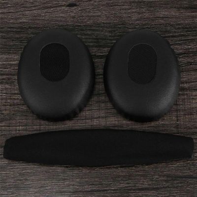 Mustat korvatyynyt päätyynyllä Bose QC3 Quiet Comfort 3 -kuulokkeille