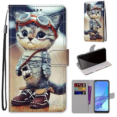 Foxdock Sag til Oppo A53/ A33 2020 Kreativt mønster Tui magnetisk kortholder tegnebog - Killing