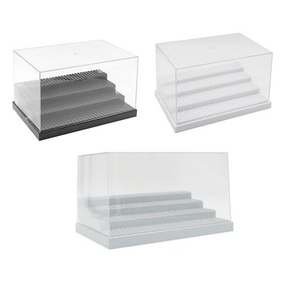 Gennemsigtig 4-trins akryl anti-støv displaycase med base 25x17x14,5cm Fit Animal Figures Doll