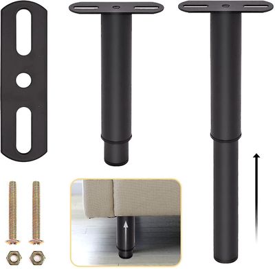 svart uttrekkbare møbler metall justerbare seng ben uttrekkbare tunge seng støtte ben med deler (20-35cm) Betterlifefg
