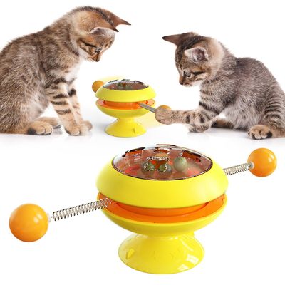 Fantasia Wheel Toy Teaser Cat Stick med pebermynte Ball gul
