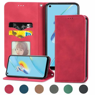 Gangxun Sag For Oppo A54 4g Magnetisk Lukning Læder Tegnebog Cover Housse Etui Shockproof - Rød