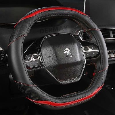 varten Peugeot 3008 4008 5008 auton ohjauspyörän kansi hiilikuitu + PU nahka Autotarvikkeet sisustus Coche Red