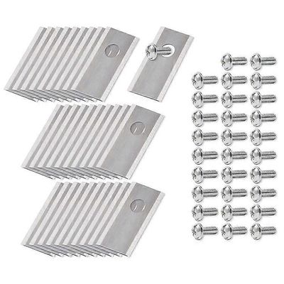 30 kpl yhteensopiva Worx Landroid -robottiruohonleikkurin ruostumattomasta teräksestä valmistettujen vaihtoterien kanssa, 36,2x18mm Hopea