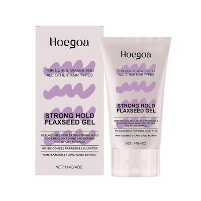 Strong Hold Flaxseed Hair Gel - Tahmaamaton koostumus kiharoille ja laineille, 114 g Frizz Control Ylang Ylang -uutteella, kaikille hiustyypeille 1pc