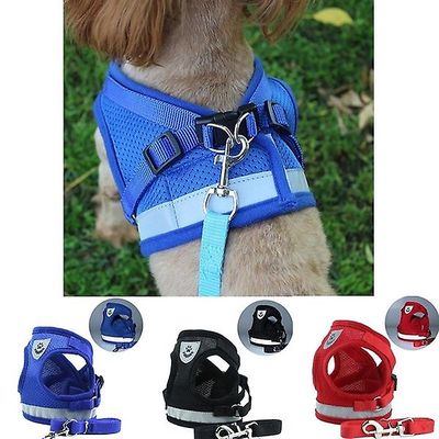Kæledyr Hvalp Hund Soft Mesh Walking Chest Krave rem holdbar udendørs vest Sort M
