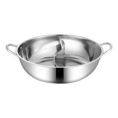 ruostumaton teräs twin jaettu kaksinkertainen hotpot liesi kaasuliesi yhteensopiva potti kotikeittiö keittovälineet keitto keittoastia, 32cm Kuten