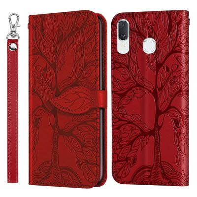 Kotelo Samsung Galaxy A40 -jalustalle rannehihna Flip Tree kohokuvioitu Pu-nahkasuojus, joka on yhteensopiva Samsung Galaxy A40 -kotelon kanssa Pun...