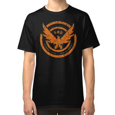 RockShark The Division SHD Logo Distressed Orange T-shirt sort L