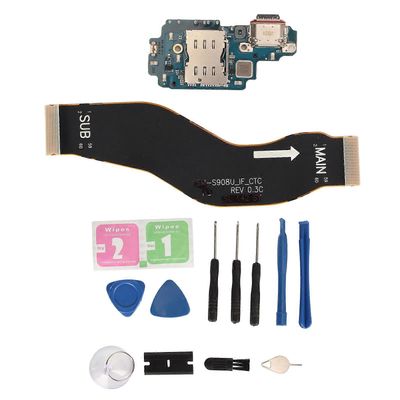 Latausportin vaihto Galaxy S22 Ultra 5G S908B N EU -versiolle PCB USB C -telakan liitin Flex-kaapelin korjausosa työkalusarjalla