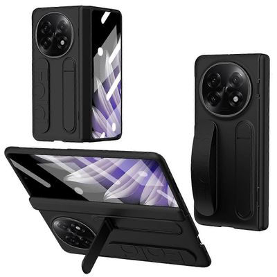 Oppo Find N5 5G -kotelon jalustan rannekkeen PC-puhelimen kansi karkaistulla lasikalvolla - musta Monivärinen Black