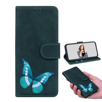Etui til Oneplus Nord N20 5g Butterfly Cover Premium Læder Magnetisk- Pink Grøn