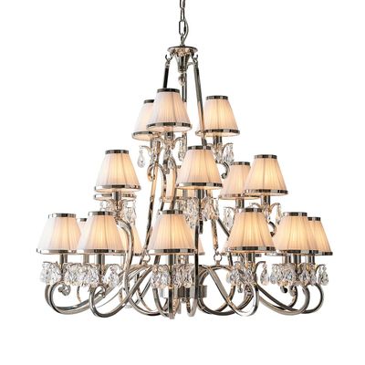 Interiors 1900 Lighting Oksana 21 Lys Multi Arm Lysekrone poleret NikkelPlade Finish, E14