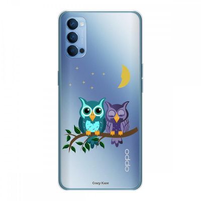 Crazy Kase Hull For Oppo Reno4 5g I Silikone Fleksibel 1 Mm, Moonlight Ugler