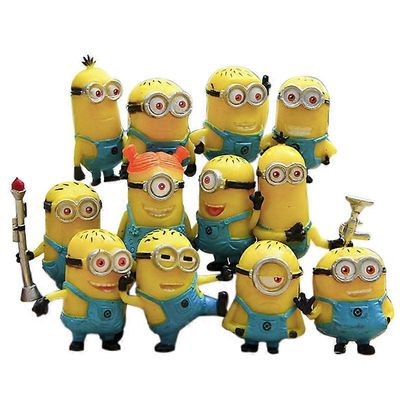 Weitengs Despicable Me The Minions Role Figure Display Toy PVC 12kpl Set Yellow Keltainen