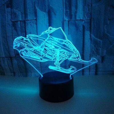 SBSG moottorikelkka 3D illuusio kaukosäädin yövalo, 16-värinvaihto himmennettävä makuuhuoneen sisustus makuulamppu, lasten lelulamppu