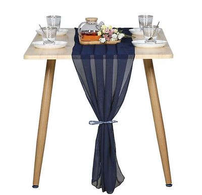 Witdreamer 120 "Bryllup Bord Runners Dusty Soft Chiffon Bryllup Runner Brude Party Decor Mørkeblå