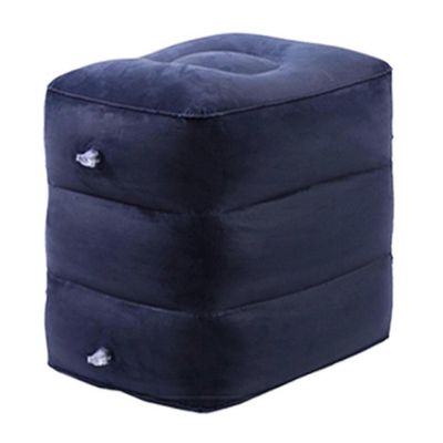 Puhallettava jalkatuki lentomatkoille, säädettävä korkeus, kannettava jalkatukityyny lapsille ja aikuisille Tummansininen