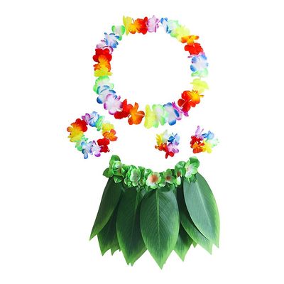 5 stk Hawaiian kjoler Kids Hawaiian Leaf Skirt Luau Costume Green Grass Skirt Ti Leaf Hula Skirt