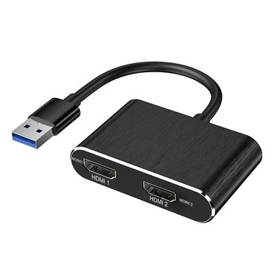 Usb 3.0 til dual hdmi adapter ekstern video støtter bare Windows Svart