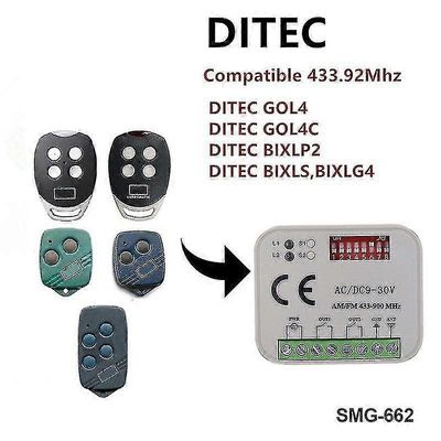 Ditec-vastaanotin Gol4c Bixls2 Bixlp2 Gol4 Bixlg4 kaukosäädin Relekytkin Ovenavaaja 2-kanavainen 9-30V AC DC -ohjain