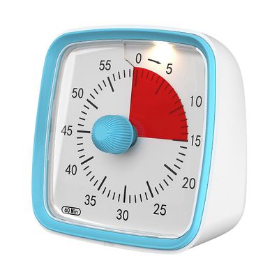 Visuaalinen ajastin yövalolla, 60 minuutin ajastin lapsille ja aikuisille, ajanhallintatyökalu (sininen) RedWhiteBlue