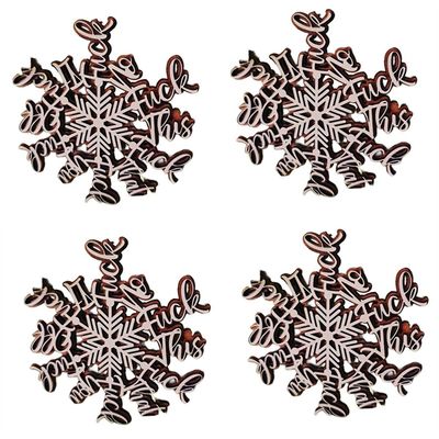 4PCS Funny Holiday Ornament Snowflake Ornament Gift Naughty Snowflake Christmas Snowflake Ornament Som vist