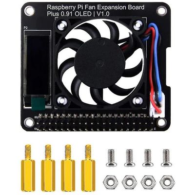 Fan Hat For 4 Model B, for Pwm Fan Gpio utvidelseskort med 0.91inch Oled Display