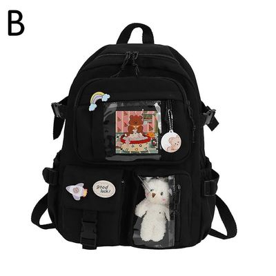 Jeek Reppu Kawaii Reppu Vedenpitävä monitaskuinen Nylon-koulureppu tytöille Koulu Söpö kannettava tietokone Kirjapakkaus Reppu A2p3-ZC