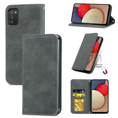 Gangxun Sag Til Samsung Galaxy A02s Magnetisk Lukning Læder Tegnebog Cover Housse Etui Shockproof - Grå