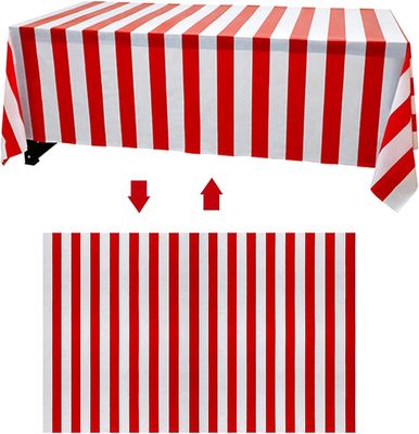 Blackp Rød og hvit stripete Christmas duk, Party Bord Dekor Rekvisitter, For Coffee Table Restaurant Kjøkken Innendørs utendørs (størrelse: 274x137cm)